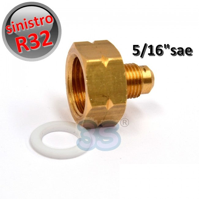 Adaptateur réducteur pour bouteille de gaz réfrigérant R32 - filetage à gauche, sortie SAE 5/16''