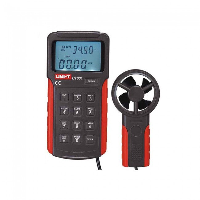 Anémomètre numérique portable professionnel UT361 avec écran LCD - Mesure de la vitesse, de la pression et de l'humidité de l'air