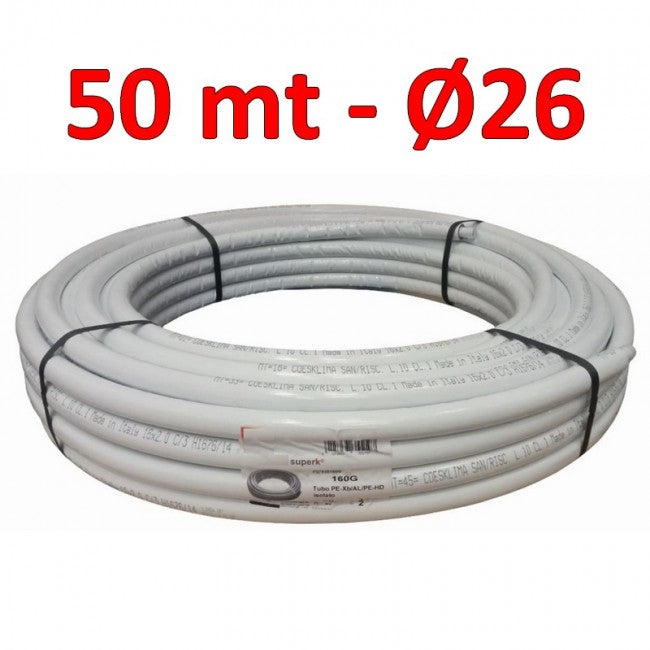 Tuyau multicouche isolé pour eau Ø 26 x 3 mm - rouleau de 50 m