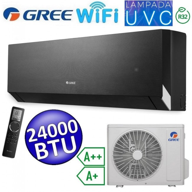 Climatiseur mono-split Gree CLIVIA Black WiFi R32 24 000 BTU A++/A+ avec lampe de stérilisation UVC