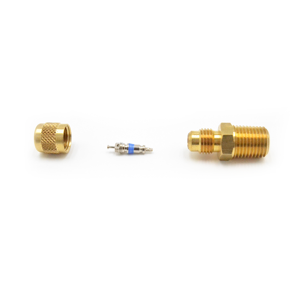 Straight brass fitting 1/4'' SAE x 1/4'' NPT with needle valve and cap