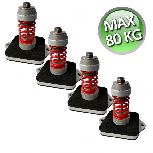 Ressort anti-vibration Megol, capacité de charge maximale de 80 kg. Couleur : Gris - Lot de 4