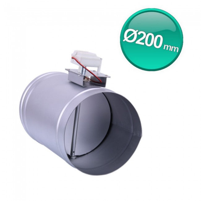 Volet circulaire motorisé 12 V Ø200 avec régulation du flux d'air pour climatisation gainable