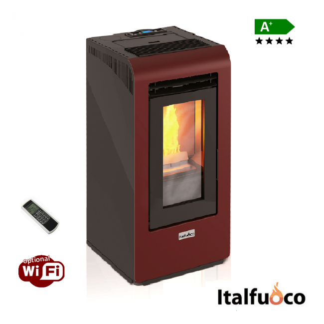 POÊLES À PELLETS Italfuoco Cayenne, 10 kW, 230 m³, Bordeaux, avec télécommande - CY.10UX