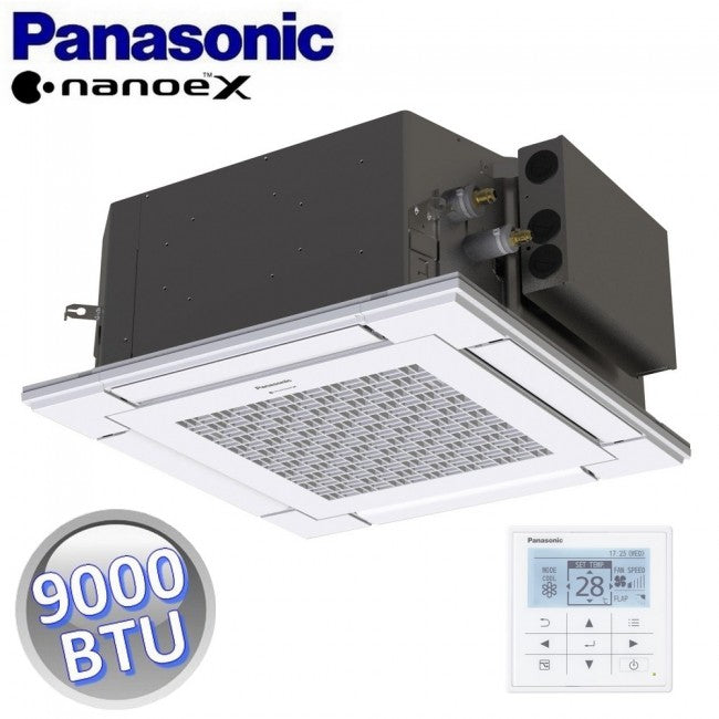 Unité intérieure cassette 4 voies, 60 x 60 cm - 9 000 BTU, 2,5 kW - panneau de commande et commande murale inclus, pour systèmes simples ou multiples - PANASONIC