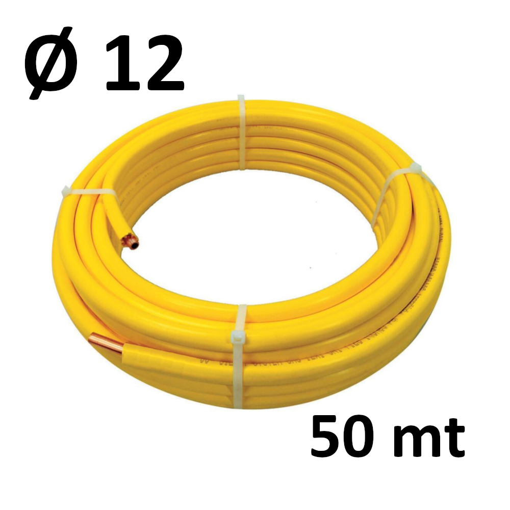 ROLL 50 MT - copper Ø 12 x 1 mm - yellow STAR-MET stellar PE coated - underground gas systems (UNI CIG 7129)