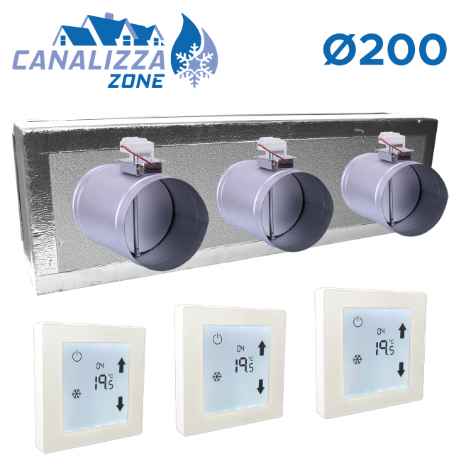 CANALIZZA.ZONE 2.0 - Plénum motorisé pour distribution d'air 3 zones - Ø 200 mm - C-TOTAL non inclus