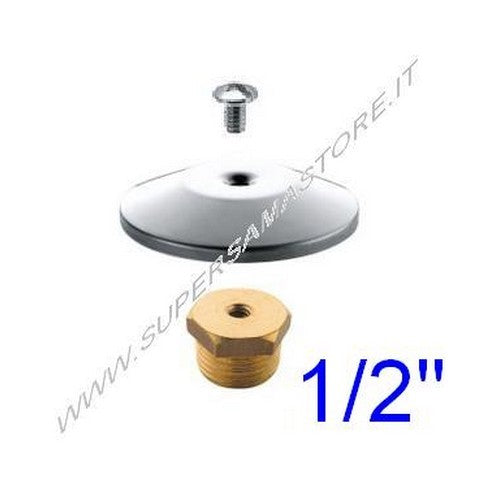 Bouchon mâle 1/2'' avec finition chromée et rosace de recouvrement.