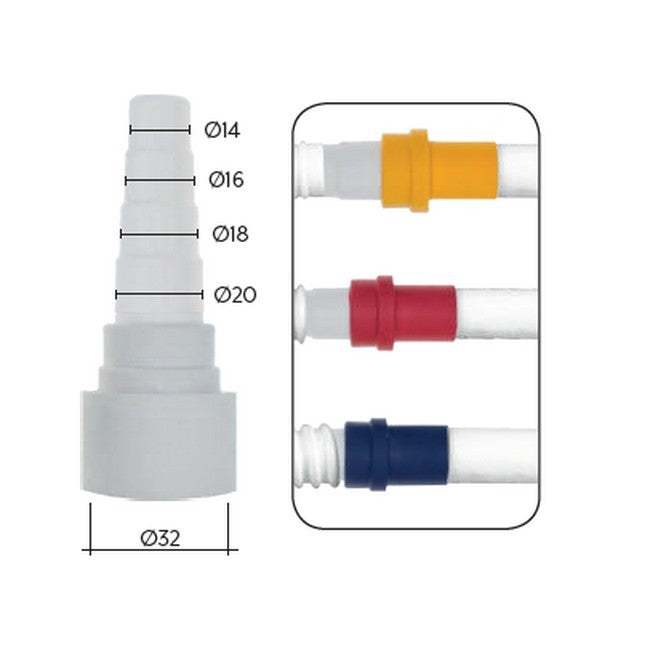 Raccord adaptateur pour tuyau rigide Ø 32 mm avec passage flexible pour évacuation des condensats