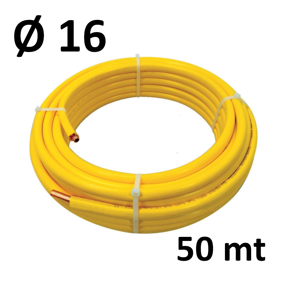 ROLL 50 MT - copper Ø 16 x 1 mm - yellow stellar PE coated STAR-MET - underground gas systems (UNI CIG 7129)