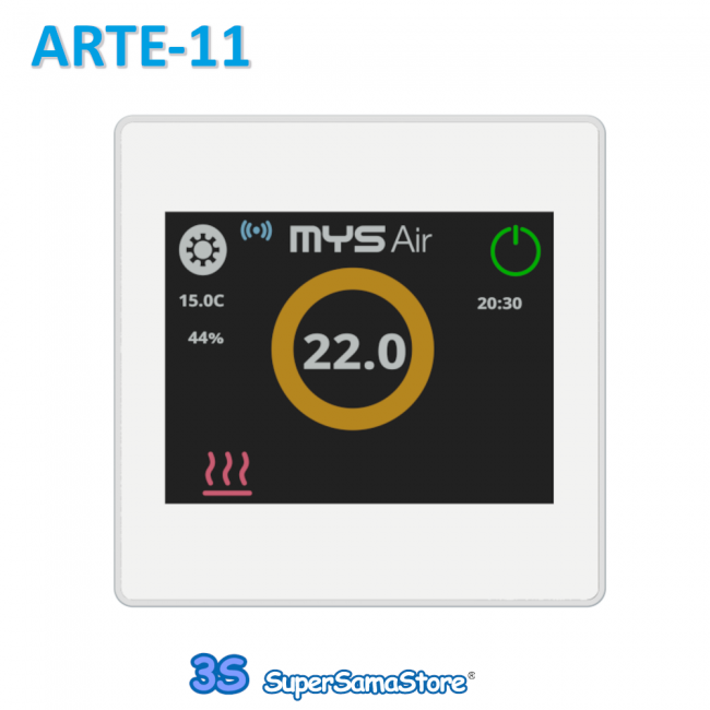 Thermostat tactile ARTE-11 BLANC avec Wi-Fi et écran LCD couleur. 230 V