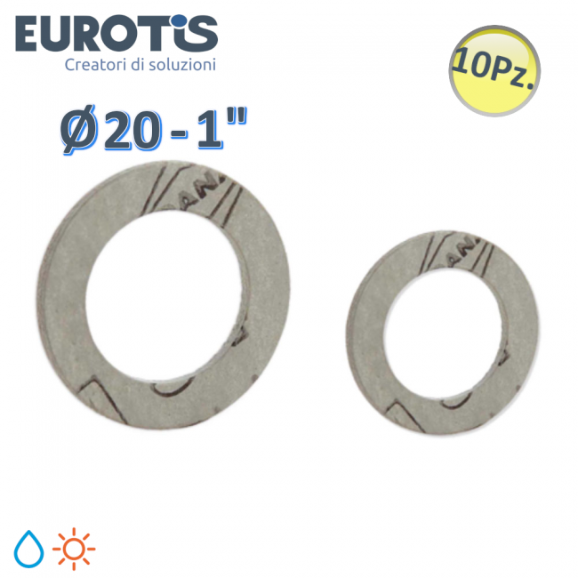 Lot de 10 joints plats Ø 20 - 1'' pour eau et solaire - Eurotis