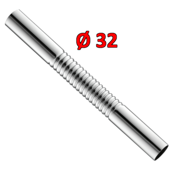 Tuyau flexible chromé nervuré L. 300 mm Ø32 - 1''1/4