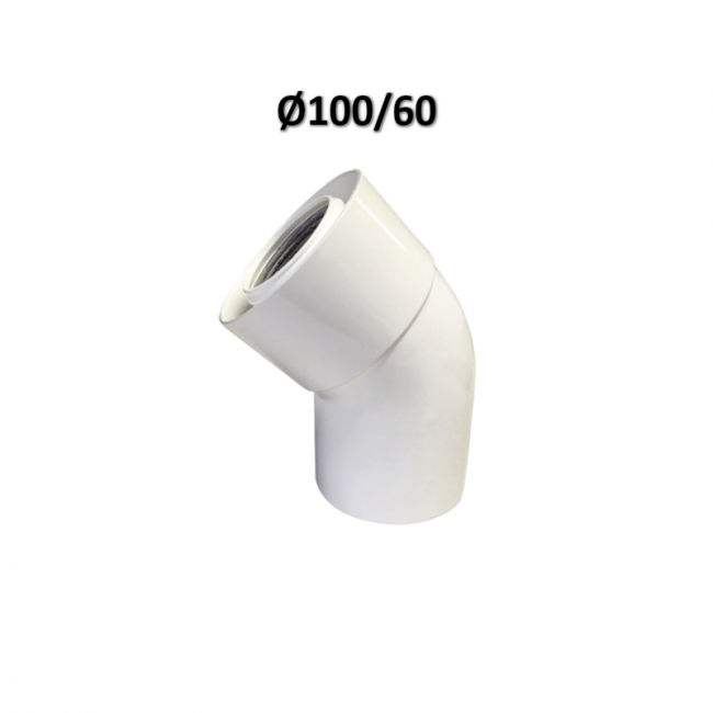 COAXIAL ELBOW 45° Ø 60/100 mm PVC/PPS WHITE for condensing boilers
