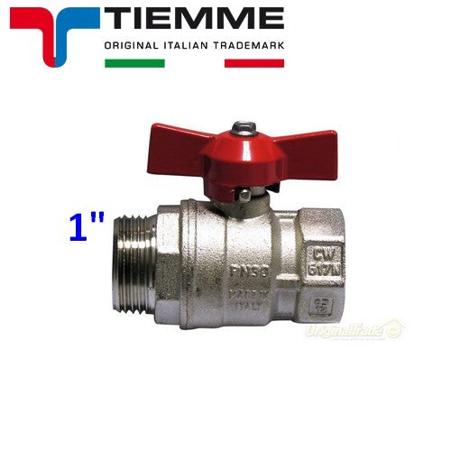 Aileron à bille pour eau M-F 1'' levier papillon rouge - TIEMME