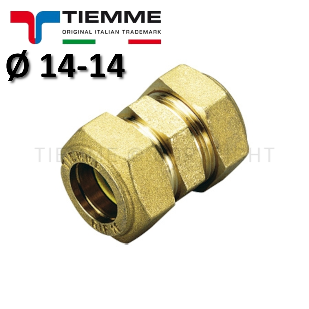 Raccord droit double avec joint torique/compresseur (gaz) pour tuyau en cuivre Ø 14-14 mm