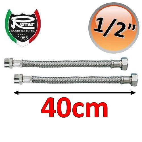 Pair of FLEXITALY 40cm water hoses - 1/2 male female
