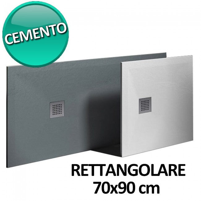 Receveur de douche 70x90 en résine et gelcoat effet pierre - Couleur Cemento