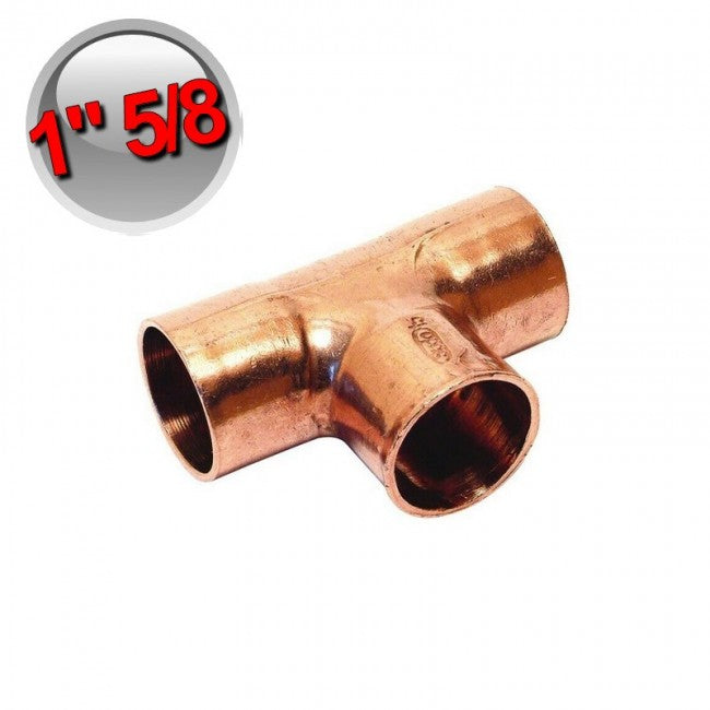 Raccord en T en cuivre FFF 1''5/8 - 41,27 mm pour soudure