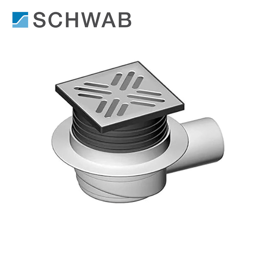 Siphon de sol, grille 105 x 105 mm, clapet anti-retour