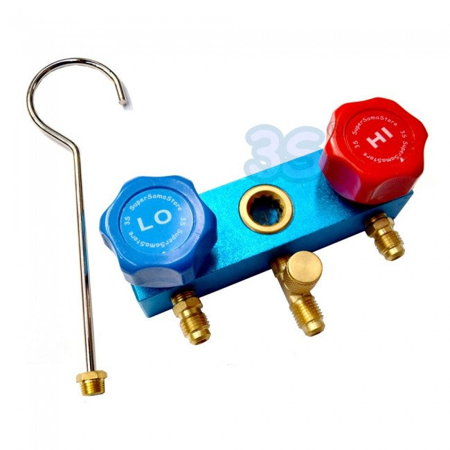 Socle en aluminium avec 2 prises pour manomètres