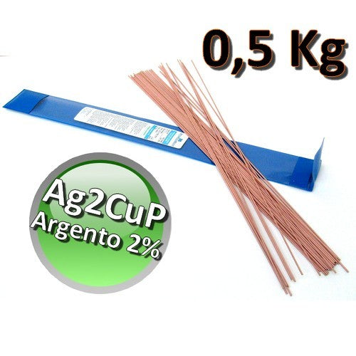 Baguettes de soudage pour brasage d'alliages de cuivre, argent et phosphore à 2 % - 0,5 kg