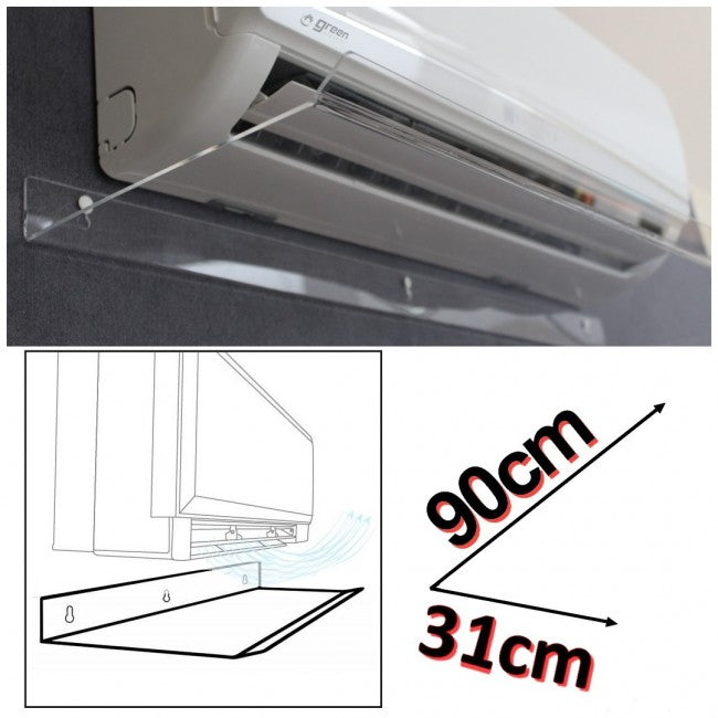 Déflecteur d'air transparent pour climatiseur split 90x31x5 (cm)