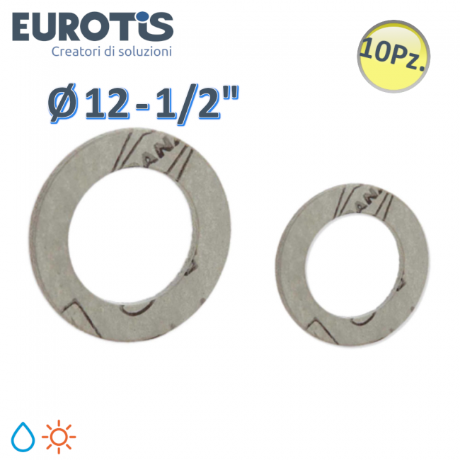 Lot de 10 joints plats Ø 12 - 1/2'' pour eau et solaire - Eurotis