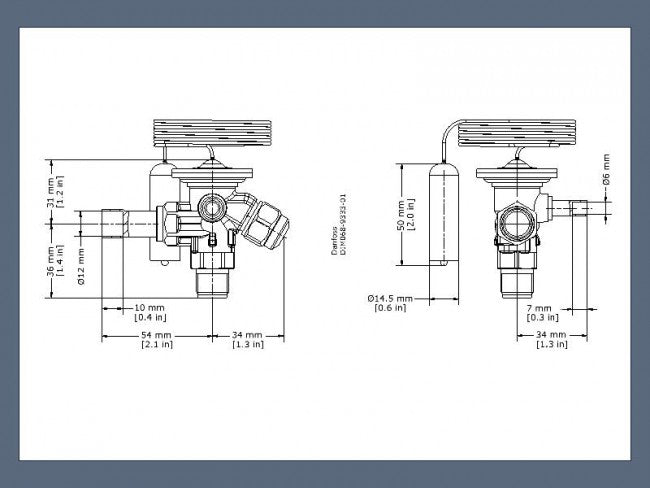 Détendeur thermostatique Danfoss TEZ2-S ODS pour gaz R407C - raccords à souder