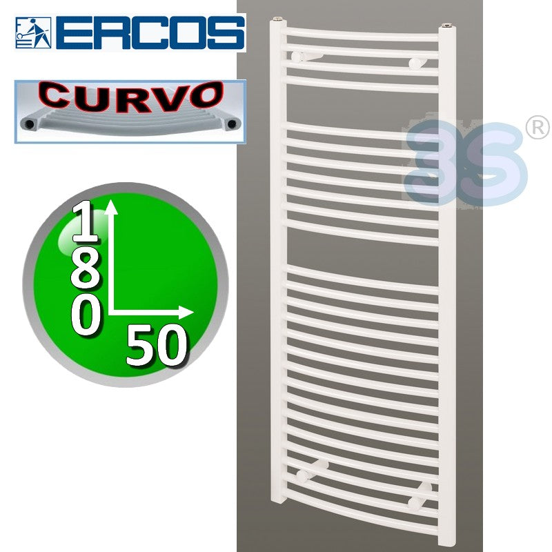 Sèche-serviettes TEKNO Ercos CURVED blanc 180 x 50 cm, entraxe 45