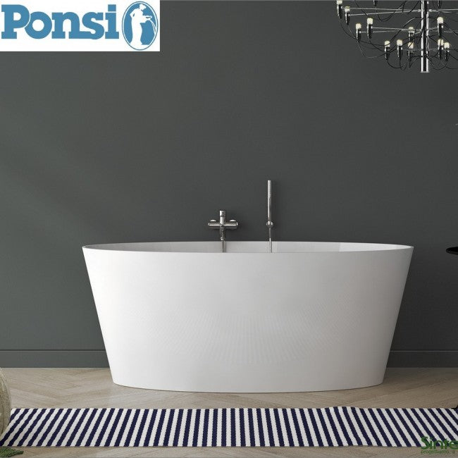Baignoire ovale en résine effet marbre Ponsi Sigma avec structure de support - 159 x 72 cm