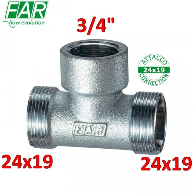 5460 - Raccord en T 24x19 x 3/4'' x 24x19 Chrome mat - FAR