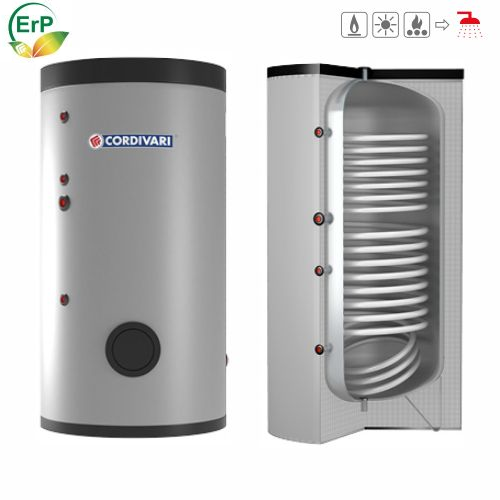 Réservoir de stockage de 300 litres - BOLLY2 ST FB WB 300 V003 avec 2 échangeurs fixes pour la production A.C.S.