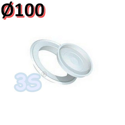 White metal wall rose with cap for Ø 100 mm pipes