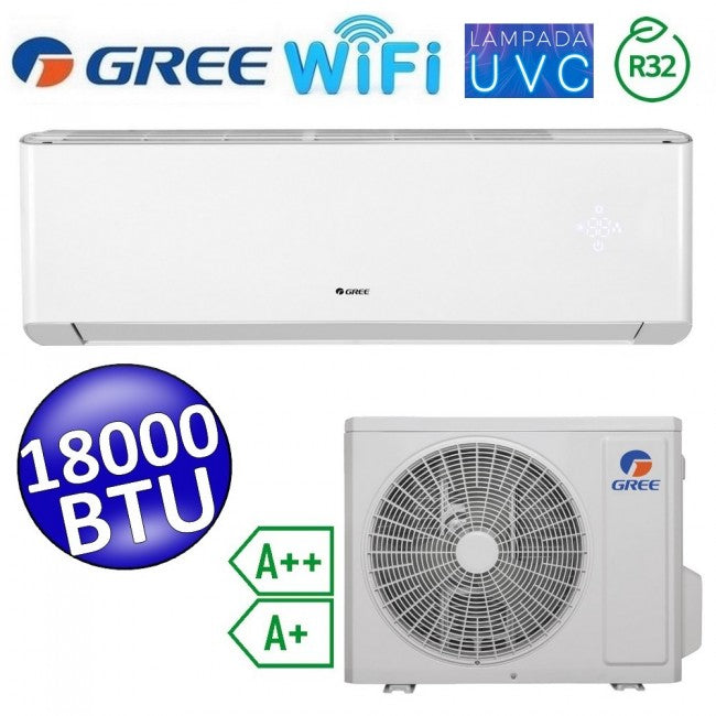 Climatisation mono split R32 AMBER PLUS WiFi Gree 18000 Btu A++/A+ Lampe de stérilisation UVC