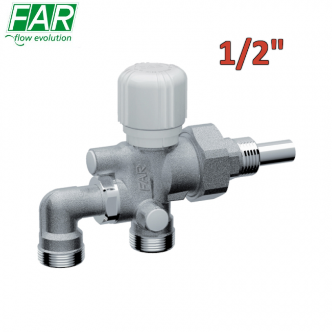 Vanne monotube 1/2'' avec option thermostatique - entraxe variable - raccord cuivre ou multicouche - FAR
