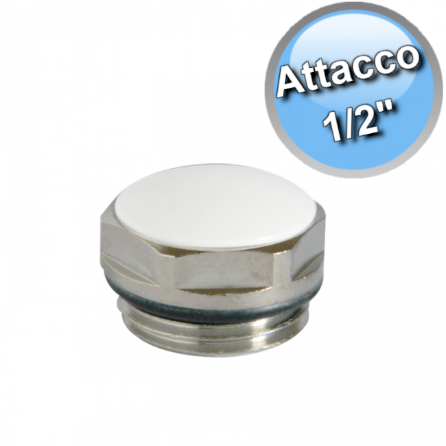 Bouchon mâle blanc 1/2'' avec joint en silicone pour radiateurs ou sèche-serviettes