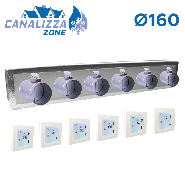 CANALIZZA.ZONE 2.0 - Plénum motorisé pour distribution d'air 6 zones - Ø 160 mm - C-TOTAL non inclus