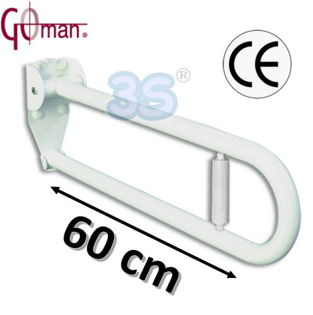 Goman folding grab bar 60 cm with toilet roll holder - disabled aid