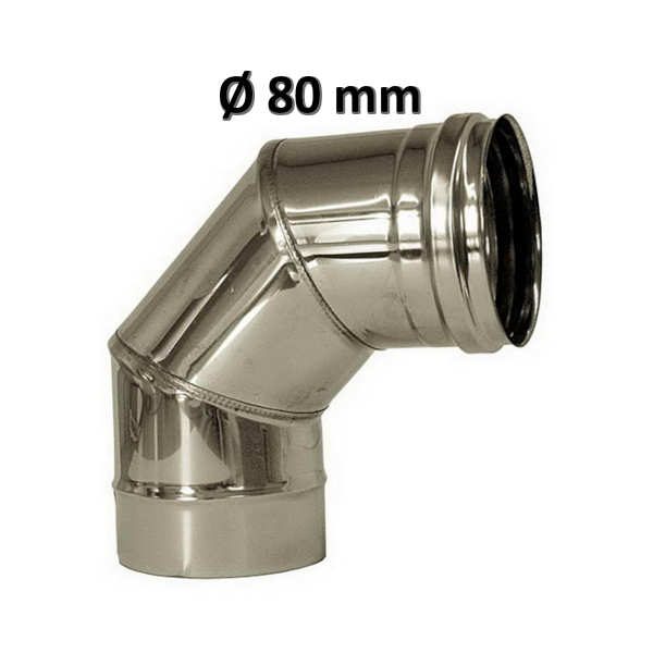 Coude à 90° Ø 80 mm en acier inoxydable pour conduit de cheminée à simple paroi