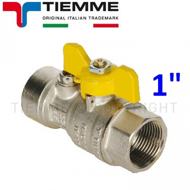 Gas ball valve F-F 1'' after-meter with yellow butterfly lever pressure point - TIEMME
