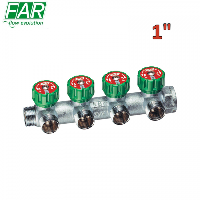 3825 - Collecteur multivoies 4 voies 1'' avec vannes d'arrêt - FAR