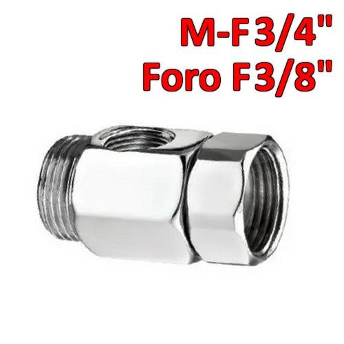 Retrogroup M-F trou 3/4'' F Ø3/8'' capuchon rotatif laiton chromé
