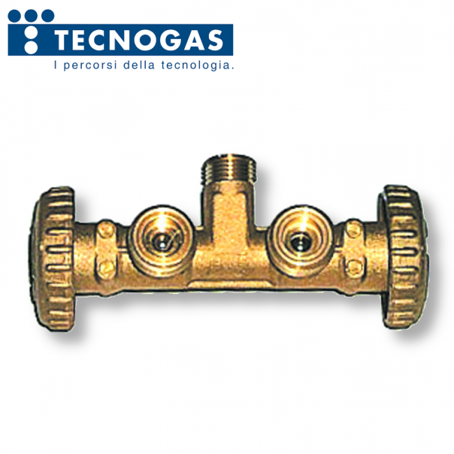 Mini LPG manifold for 2 cylinders with pressure regulator, 10 kg capacity - 1/2'' F outlet