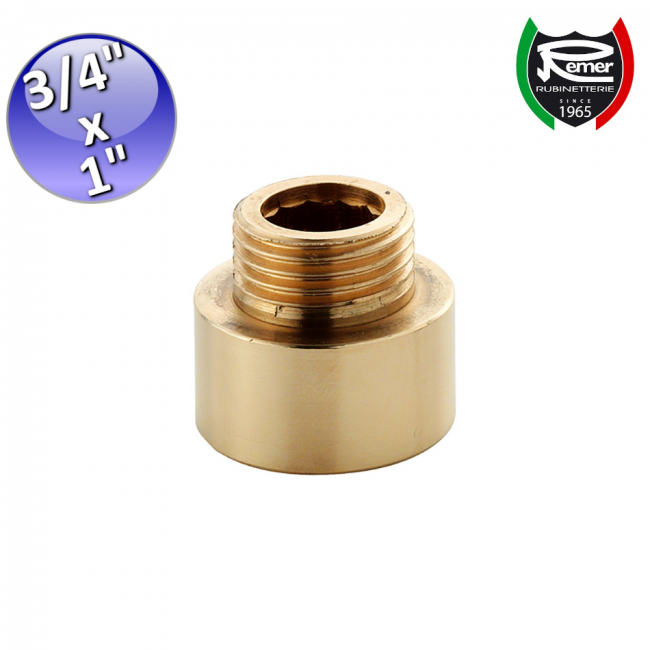 Extension réduite de M 3/4'' x F 1'' en laiton jaune