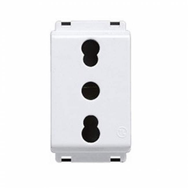 Prise de sécurité double usage blanche 2P+T standard 10/16A 250V, compatible avec Bticino Living Classic - Feb Elettrica