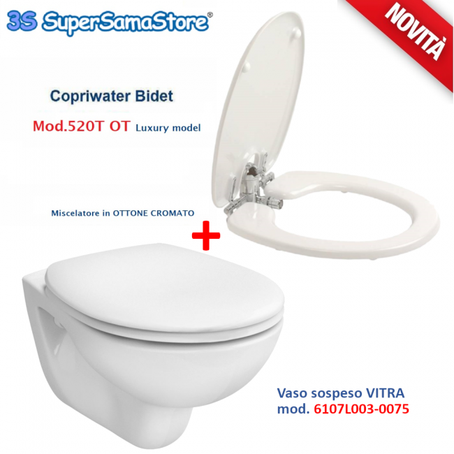 Abattant WC bidet 520 avec mitigeur + WC suspendu Normus VITRA