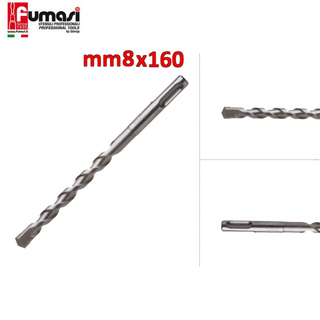 Foret SDS-PLUS 8 mm x 160 mm pour perçage du béton et de la maçonnerie