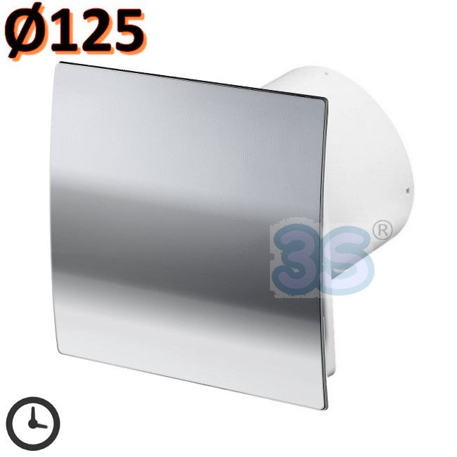 Ventilateur extracteur d'air domestique Ø 125 mm avec minuterie - façade chromée polie
