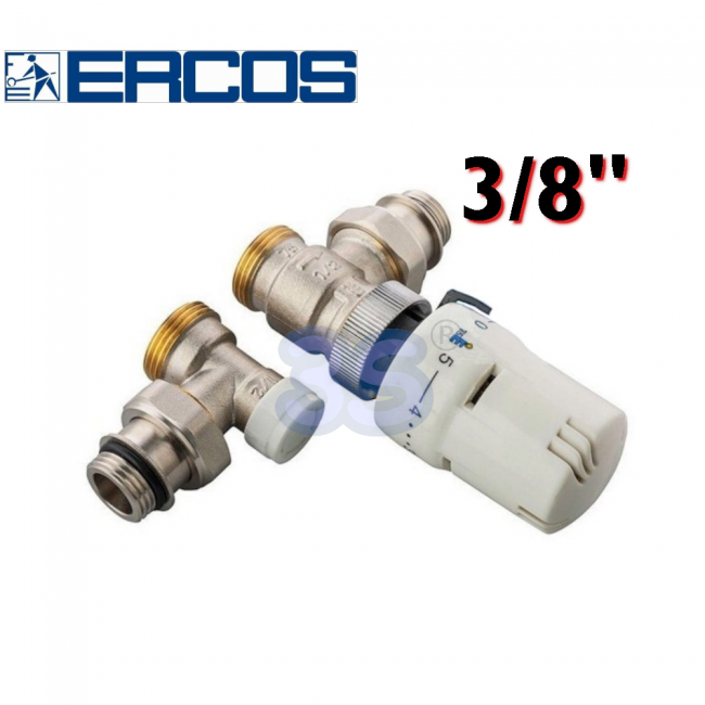 Robinet d'angle et verrou Ercos avec tête thermostatique 3/8", raccord cuivre/multicouche - SKVAT7